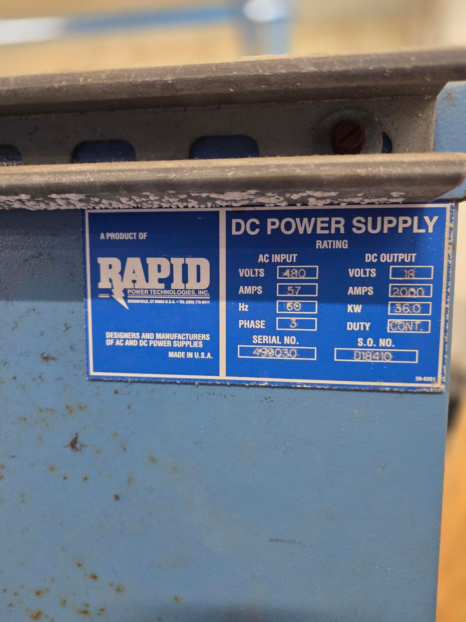 18V 2000 amp nameplate
